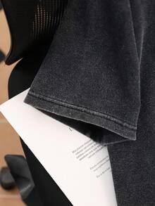 SHEIN EZwear 女款黑色针织超大版型T恤，饰有万圣节骷髅图案 - 彩色 - 查看 5