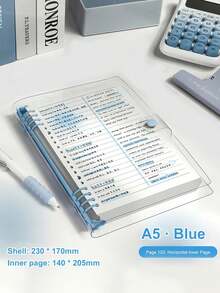 SHEIN Quaderno a spirale A5 da 120 pagine, copertina morbida e trasparente con fogli staccabili perforati, design impermeabile, regalo a tema musicale per forniture per ufficio, scuola e università