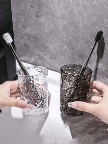 SHEIN 5pcs/1pc Glacier Pattern Toothbrush Cup, Simple Transparent, Minimalist Bathroom Tumbler, Home Decor, Bathroom Accessories, Kitchenware, Bathroom Supplies, Oral Hygiene Home Bathroom Decor Fall Decor Back To School - Multicolor - View 13