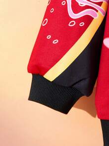 SpongeBob SquarePants | SHEIN Young Boy Colorblock Cartoon Race Car Graphic Raglan Sleeve Crew Neck Sweatshirt, Autumn/Winter