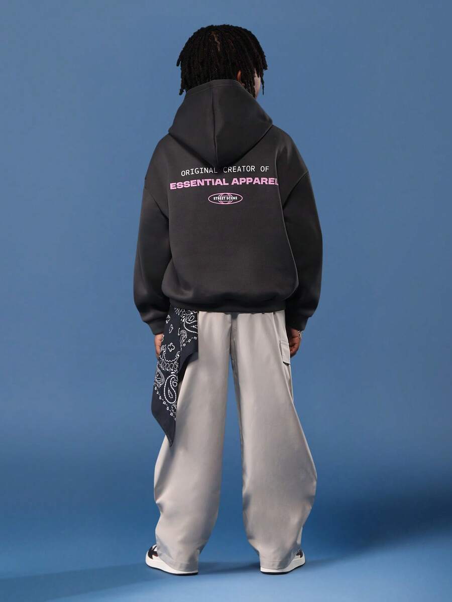 SUMWON Essentieller Street-Style Grafik-Hoodie Cargo-Hosen Set, Original-Creator-Design, urbane Mode für Winter, Herbst, Alltag, Lässig Zweiteiler Co-Ord