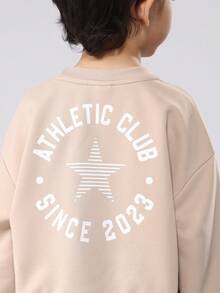 SUMWON Club Boys Crewneck Sweatshirt With Star Logo Print Classic Fall Varsity Pullover School Casual Ribbed Cuffs Teenager Children Streetwear Tween - Khaki - View 4