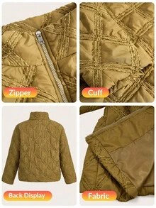 Comfylo Jachetă de iarnă casual cu mânecă lungă și fermoar în față pentru femei, mărime plus, costum de Crăciun și Halloween, pentru femei, ținută casual de zi cu zi, stil business - Maro - Vizualizare 7