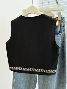 Franclia 女式复古风格刺绣无袖夹克