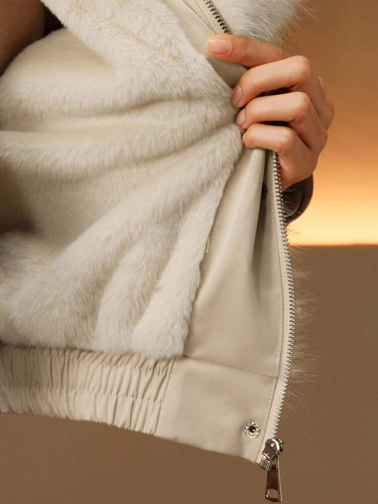 Women's Casual Short Faux Fur Collar Long Sleeve Jacket, Autumn/Winter