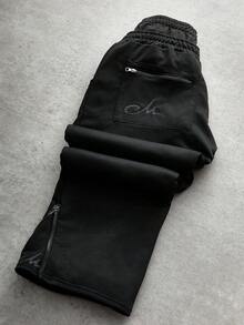 PAVTROS Manfinity Streetrush 男士街头风流行 INS 搭配印花和刺绣时尚刺绣拉链口袋脚踝拉链户外音乐节夜店男友/丈夫礼物周年纪念礼物时尚二合一双腰带运动裤