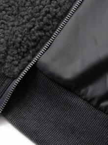 FRIFUL 女式超大羊毛飞行员夹克，宽松版型，纯色