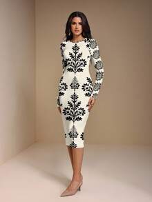 Shutterstock Glamance Robe décontractée élégante mi-longue pour femmes, convenant pour le travail, les sorties, les fêtes, l'automne/l'hiver. Nouvelle collection de vêtements chics et élégants avec manches longues pour le Nouvel An