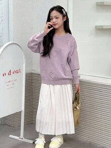 DAZY 青少年女孩日常休闲毛衣，秋季 - 紫色 - 查看 2