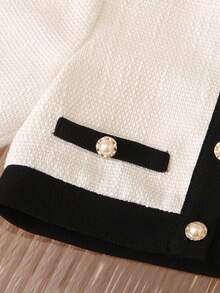 SHEIN Bộ váy liền thân vải tuýt nhiều màu sắc dễ thương và thanh lịch cho bé gái - trắng - Xem 4