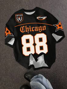 SHEIN EZwear Áo thun nữ cổ tròn in số 88 tối giản, thoải mái, dáng rộng - Nhiều màu - Xem 6