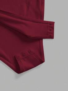 SHEIN BASICS Casual Solid Color Knit Crew Neck Short Sleeve Bodysuit For Women Summer Outfit For Women - Burgundy - View 7