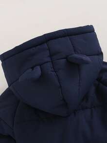 SHEIN Playful Pals Baby Boy Infant Toddler 0-3Y Casual Daily Versatile Warm Fleece Bear Ear Hoodie Jacket, Autumn/Winter Fall