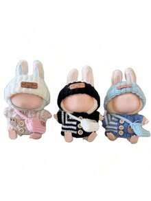 17cm Doll Clothes 3-Piece Set Knit Sweater Outfit With Hat And Bag Cute Warm Fashion Doll Clothing Cosplay Role Play Photoshoot Display Collection Gift Idea For Dollhouse Enthusiasts