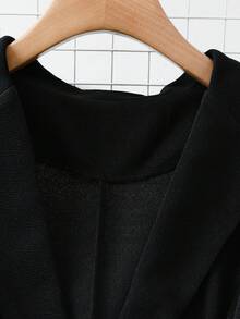 Franclia Women's Solid Color Lapel NeckPuff Sleeve Ruffle Hem Elegant Blazer Jacket, Autumn - Black - View 4
