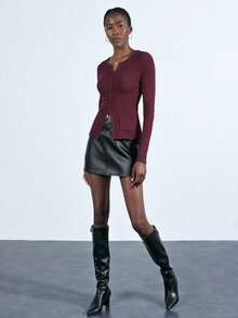 Maija Women's Solid Color Long Sleeve Single-Breasted Dual Pocket Knitted Cardigan, Autumn