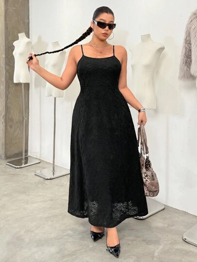 SHEIN EZwear 大码休闲朋克破洞弹力针织连衣裙