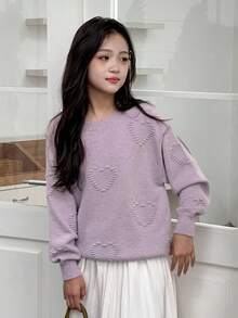 DAZY 青少年女孩日常休闲毛衣，秋季 - 紫色 - 查看 5