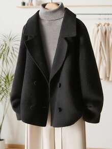 Franclia Women's Solid Color Minimalist Fashionable Design Wool Blend Jacket