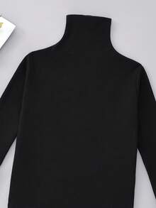 SHEIN Elladie kids 少女纯色高领长袖休闲百搭T恤，秋季