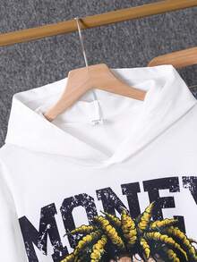 SHEIN 2 Stücke Tween Jungen Lässige, locker sitzende, bequeme Motorrad Punk COOL Grafik Muster Langarm Hoodie und Relaxed Fit Jeans Set, geeignet für Herbst/Winter Ausflüge, Schule, Partys, Feiertage - Weiss - Übersicht 3
