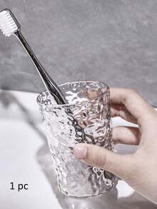 SHEIN 5pcs/1pc Glacier Pattern Toothbrush Cup, Simple Transparent, Minimalist Bathroom Tumbler, Home Decor, Bathroom Accessories, Kitchenware, Bathroom Supplies, Oral Hygiene Home Bathroom Decor Fall Decor Back To School - Multicolor - View 8