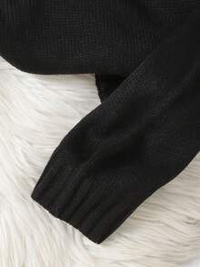 SHEIN 少女宽松圆领缀饰针织毛衣，秋冬休闲百搭百搭上衣