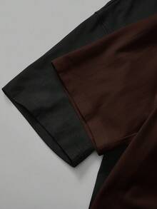 SHEIN BASICS 2件套休闲纯色针织圆领宽松女式T恤 - 咖啡棕 - 查看 4