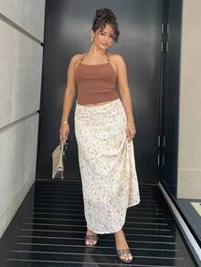 NegzBox 女式新款优雅简约清爽度假风A字裙 - 黃色 - 查看 5