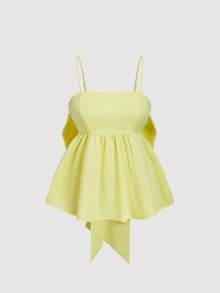 SHEIN MOD Solid Big Bow Back Ruffle Hem Cami Top