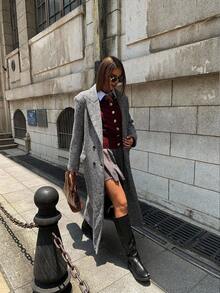 Maija 女士休闲百搭纯色开衫 女士薄款开衫 酒红色开衫 深红色开衫 纽扣开衫 - 棕色 - 查看 7