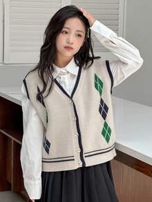 DAZY Tween Girls Knitted Sweater Vest - Apricot - View 3