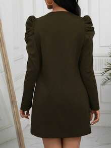 EMERY ROSE 女式休闲纯色长袖轻便夹克 - 軍綠色 - 查看 2