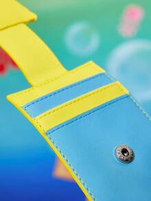 SpongeBob SquarePants | SHEIN 1 件 PU 皮革卡通图案印花卡包，可存放 3 张卡片，适合男士、女士、学生 - 黃色 - 查看 4