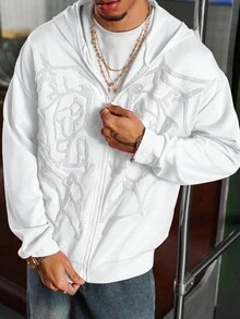 PAVTROS Felpa con cappuccio e chiusura lampo da uomo Manfinity Streetrush, stile urban scuro, street style INS, stile Y2K, autunnale