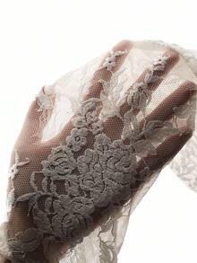 MaterniChic Autumn And Winter  Maternity Floral Lace Sweetheart Neck Flare Sleeve Fitted Mermaid Hem Elegant Dress - Dusty Pink - View 7