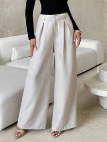 Lavishia Modische und vielseitige Damenhosen mit weitem Bein in Unifarbe, geeignet für den Arbeitsweg