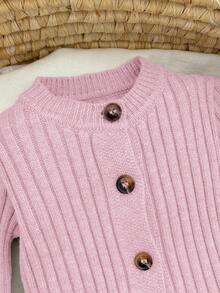 SHEIN Newborn Baby Girl Cute Knitted Jumpsuit With Footies And Hat Set, Versatile For Autumn/Winter Newborn Baby Photoshoot Outfit Newborn Sweater Romper Newborn Going Home Outfit Baby Knit Jumpsuit Newborn Knit Outfit Fall - Baby Pink - View 3