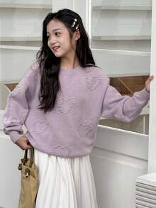 DAZY 青少年女孩日常休闲毛衣，秋季 - 紫色 - 查看 4