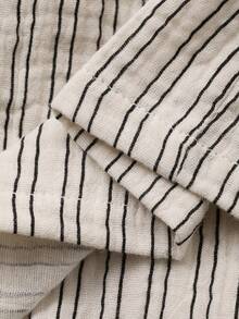 Hapijoa 两件套幼儿男童韩版条纹衬衫和宽松裤子睡衣套装 - 米色 - 查看 6