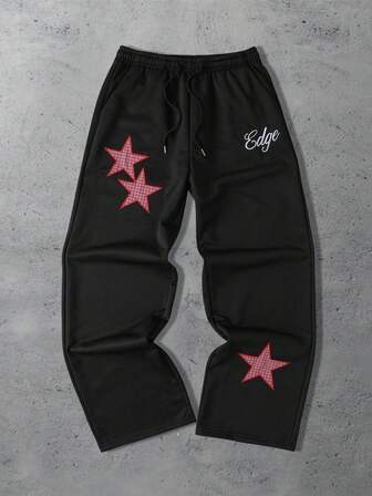 Street Life Herren karierte Loose-Fit Jogginghose mit fünfzackigem Stern Stickerei