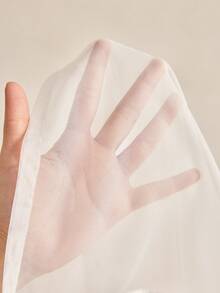 Charlaine French Terry Satin & Mesh Lace-Up Long Women Robe, Chic Autumn Elegant - White - View 8