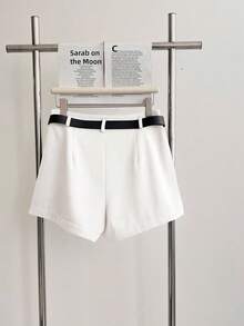 Airaco Women's Solid Color Pleated Pocket Loose Casual Versatile Shorts