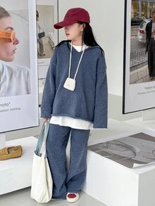 DAZY Tween Girls Daily Casual Sweater Set, Fall - Blue - View 3