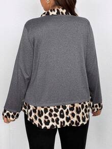 EMERY ROSE Plus Size Women Casual Printed 2 In 1 Shirt - Grey - View 2