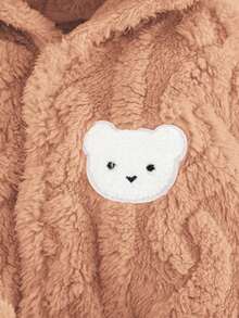 Cozy Pixies Accappatoio in pile con cappuccio e orecchie da orsetto, maniche lunghe, con cintura, per bambine, spesso