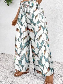 EMERY ROSE Ngày Nhà giáo, Halloween, Lễ hội âm nhạc, Quần áo nữ cỡ lớn, Quần áo công sở nữ thường ngày xuân hè mới, Đồ đi biển, Thời trang ngày lễ tình nhân, Đi làm thời trang, Quần ống rộng họa tiết hoa và cành cây trừu tượng cổ điển thanh lịch có túi, Mùa tựu trường - Màu xanh ngọc - Xem 6