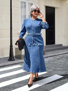 EMERY ROSE Große Größen Lässig Urlaubs Vintage Waschkleid