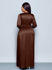 SOLERSUN Women's Elegant Solid Color Ruched Side Satin Bodycon Dress,Suitable For Dating Party Maxi Women Outfit