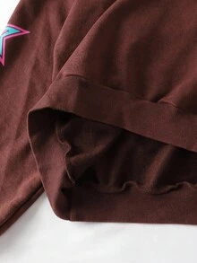 ROMWE MEN Street Life 男士复古水洗 No.77 短款连帽衫，街头风格，秋季 - 咖啡棕 - 查看 5